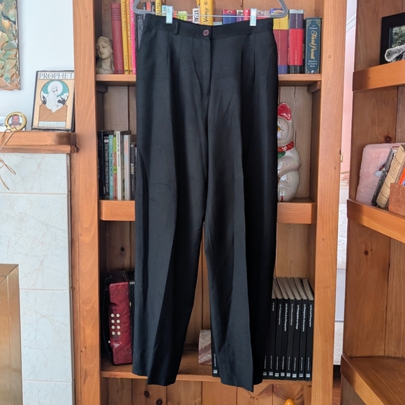 Vintage Pleated Black Wool Trousers - Picture 1 of 7